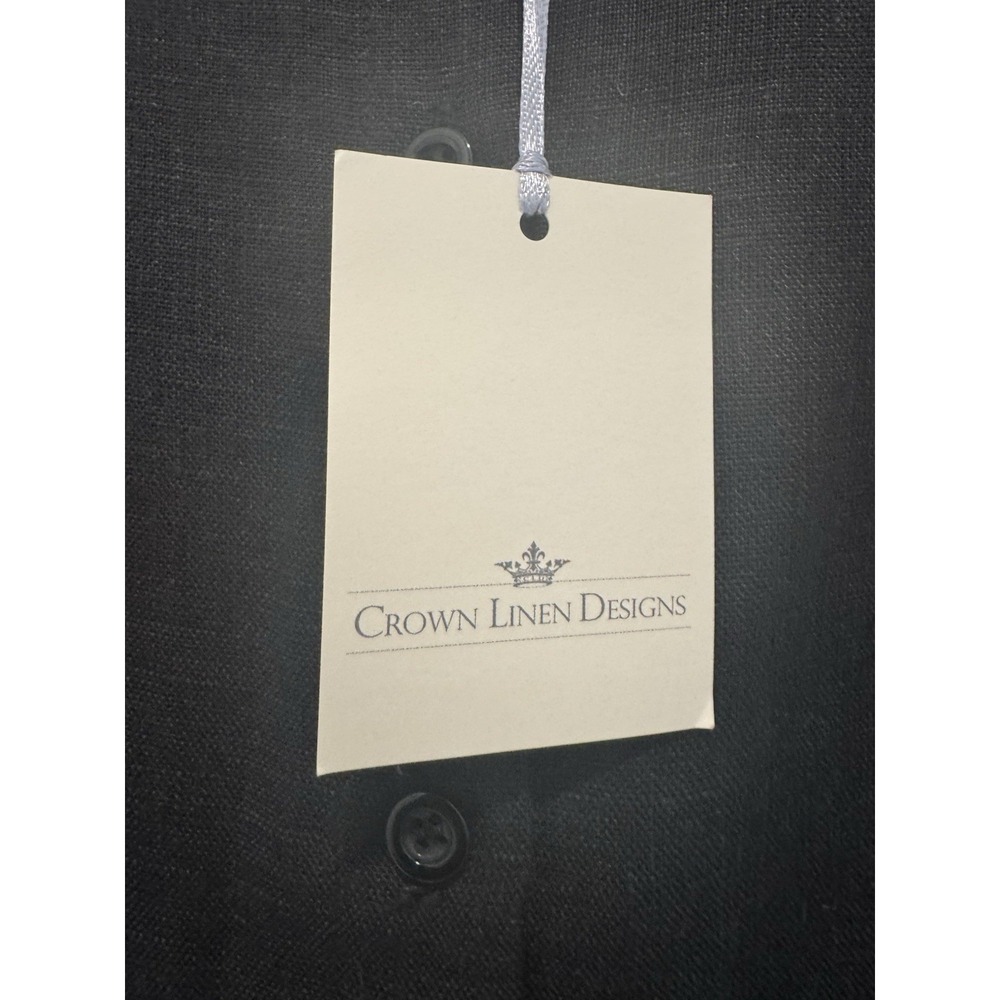 NWT Crown Linen Designs  Black 100% Linen Long Sleeve Tunic Sz XS Button Down - Picture 8 of 12